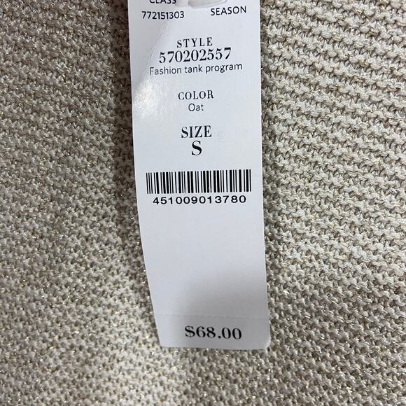 Nwt White House Black Market Knit Sweater Tank Metallic Oat Top Small - Picture 8 of 10